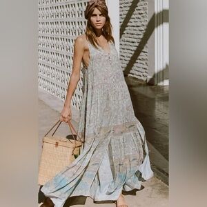 Spell And The Gypsy Oasis Gown and bralette set Maxi Dress Button Small NWOT